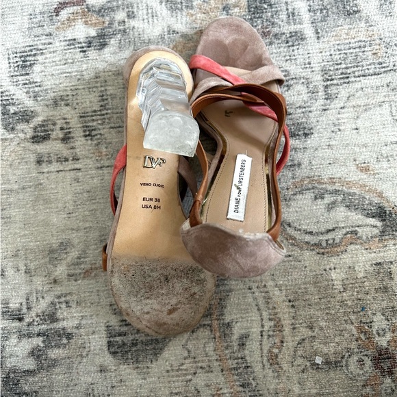 Diane Von Furstenberg Ibiza Crystal Cut Clear Strappy Sandal Heels | Size 8 - Picture 6 of 6